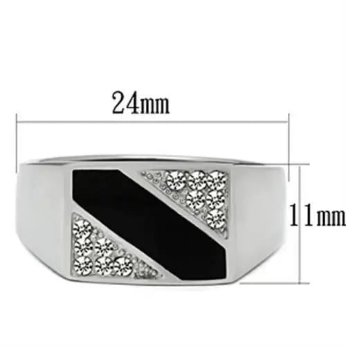 TK387 - High polished (no plating) Stainless Steel Ring with Top Grade Crystal in Clear - Alamode - Flyclothing LLC