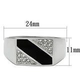 TK387 - High polished (no plating) Stainless Steel Ring with Top Grade Crystal in Clear - Alamode - Flyclothing LLC