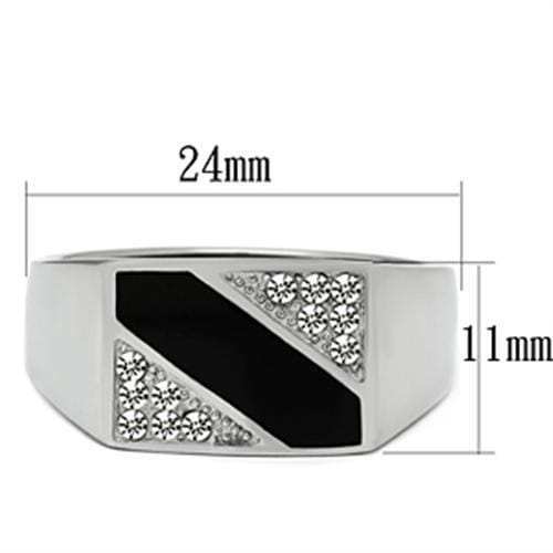 TK387 - High polished (no plating) Stainless Steel Ring with Top Grade Crystal in Clear - Alamode - Flyclothing LLC