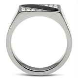 TK387 - High polished (no plating) Stainless Steel Ring with Top Grade Crystal in Clear - Alamode - Flyclothing LLC