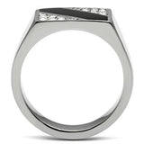 TK387 - High polished (no plating) Stainless Steel Ring with Top Grade Crystal  in Clear - Alamode