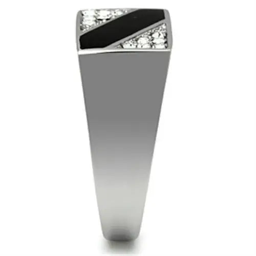 TK387 - High polished (no plating) Stainless Steel Ring with Top Grade Crystal in Clear - Alamode - Flyclothing LLC