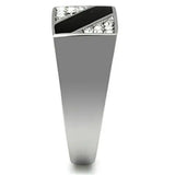 TK387 - High polished (no plating) Stainless Steel Ring with Top Grade Crystal in Clear - Alamode - Flyclothing LLC