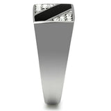 TK387 - High polished (no plating) Stainless Steel Ring with Top Grade Crystal  in Clear - Alamode