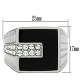 TK388 - High polished (no plating) Stainless Steel Ring with Top Grade Crystal  in Clear - Alamode