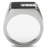 TK388 - High polished (no plating) Stainless Steel Ring with Top Grade Crystal  in Clear - Alamode