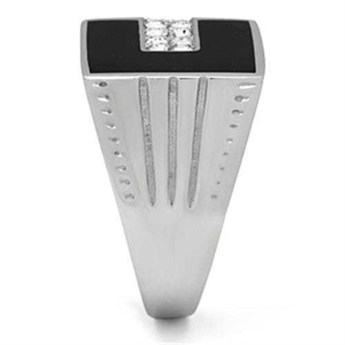 TK388 - High polished (no plating) Stainless Steel Ring with Top Grade Crystal in Clear - Alamode - Flyclothing LLC