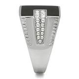 TK388 - High polished (no plating) Stainless Steel Ring with Top Grade Crystal  in Clear - Alamode
