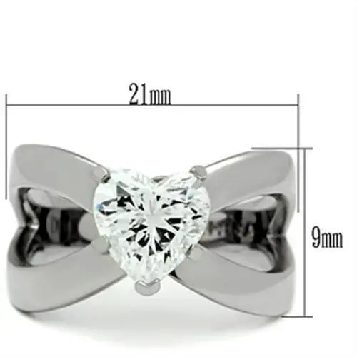 TK390 - High polished (no plating) Stainless Steel Ring with AAA Grade CZ in Clear - Alamode - Flyclothing LLC