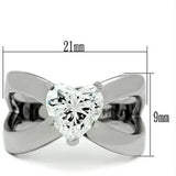 TK390 - High polished (no plating) Stainless Steel Ring with AAA Grade CZ in Clear - Alamode - Flyclothing LLC