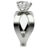 TK390 - High polished (no plating) Stainless Steel Ring with AAA Grade CZ  in Clear - Alamode