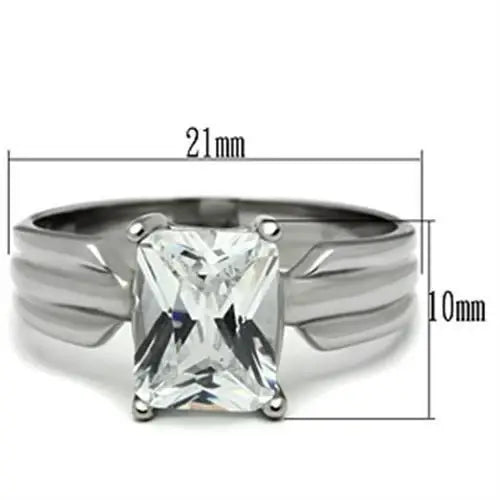 TK391 - High polished (no plating) Stainless Steel Ring with AAA Grade CZ in Clear - Alamode - Flyclothing LLC