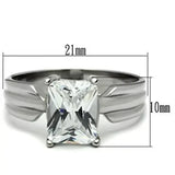 TK391 - High polished (no plating) Stainless Steel Ring with AAA Grade CZ in Clear - Alamode - Flyclothing LLC