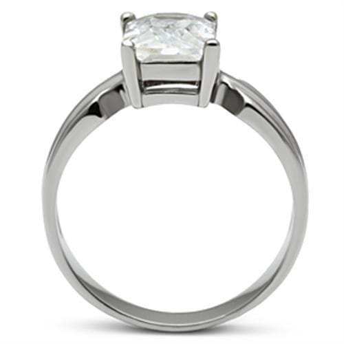 TK391 - High polished (no plating) Stainless Steel Ring with AAA Grade CZ in Clear - Alamode - Flyclothing LLC