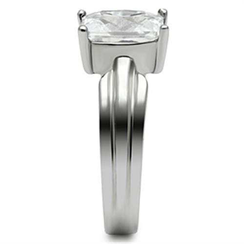TK391 - High polished (no plating) Stainless Steel Ring with AAA Grade CZ in Clear - Alamode - Flyclothing LLC