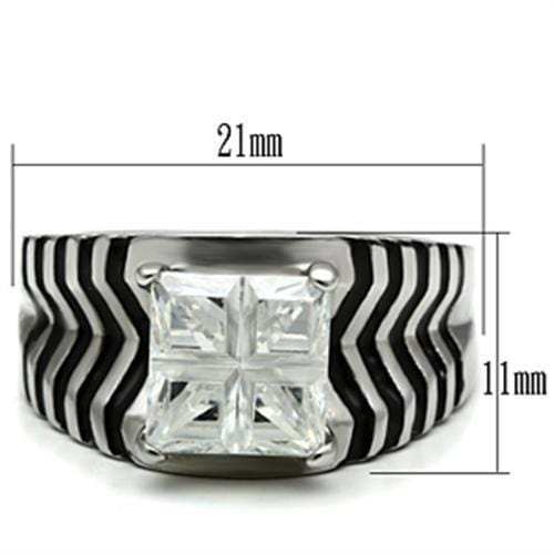 TK393 - High polished (no plating) Stainless Steel Ring with AAA Grade CZ in Clear - Alamode - Flyclothing LLC
