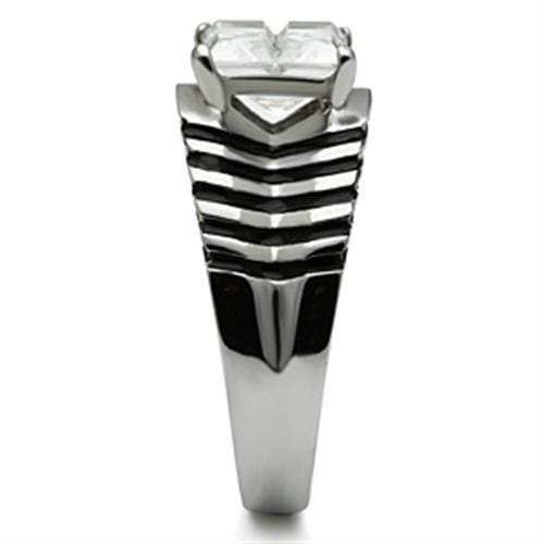 TK393 - High polished (no plating) Stainless Steel Ring with AAA Grade CZ in Clear - Alamode - Flyclothing LLC