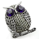 TK399 - High polished (no plating) Stainless Steel Ring with Top Grade Crystal  in Amethyst - Alamode
