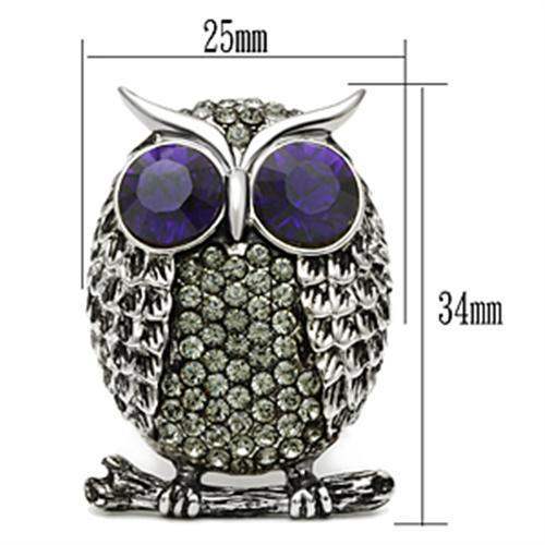TK399 - High polished (no plating) Stainless Steel Ring with Top Grade Crystal in Amethyst - Alamode - Flyclothing LLC