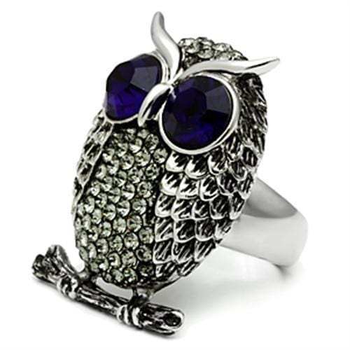 TK399 - High polished (no plating) Stainless Steel Ring with Top Grade Crystal in Amethyst - Alamode - Flyclothing LLC