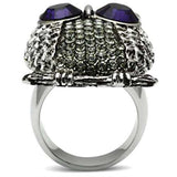 TK399 - High polished (no plating) Stainless Steel Ring with Top Grade Crystal in Amethyst - Alamode - Flyclothing LLC