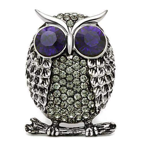 TK399 - High polished (no plating) Stainless Steel Ring with Top Grade Crystal in Amethyst - Alamode - Flyclothing LLC