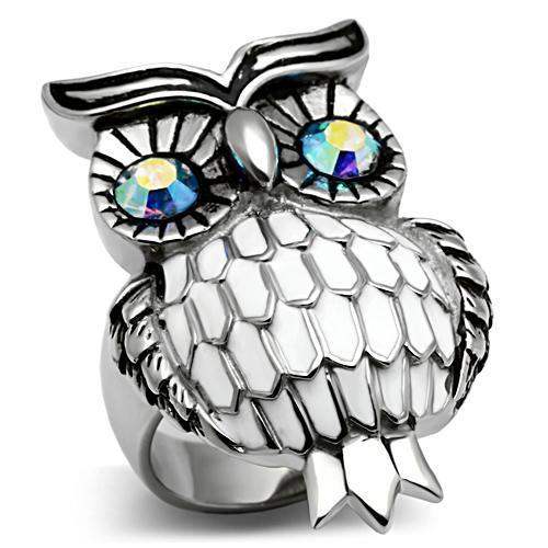 TK400 - High polished (no plating) Stainless Steel Ring with Top Grade Crystal in Sea Blue - Alamode - Flyclothing LLC