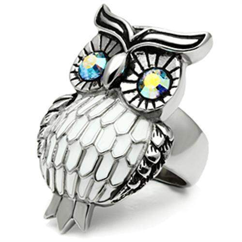 TK400 - High polished (no plating) Stainless Steel Ring with Top Grade Crystal in Sea Blue - Alamode - Flyclothing LLC