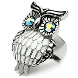 TK400 - High polished (no plating) Stainless Steel Ring with Top Grade Crystal  in Sea Blue - Alamode