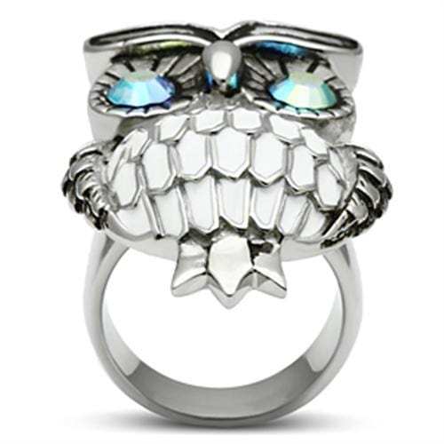 TK400 - High polished (no plating) Stainless Steel Ring with Top Grade Crystal in Sea Blue - Alamode - Flyclothing LLC