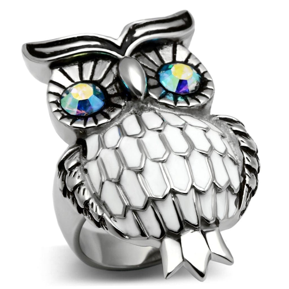 TK400 - High polished (no plating) Stainless Steel Ring with Top Grade Crystal  in Sea Blue - Alamode