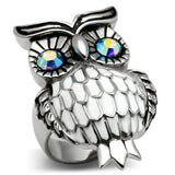 TK400 - High polished (no plating) Stainless Steel Ring with Top Grade Crystal  in Sea Blue - Alamode