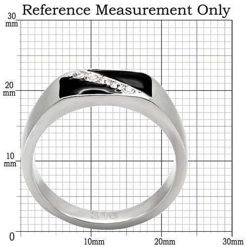 TK414701 - High polished (no plating) Stainless Steel Ring with Top Grade Crystal in Clear - Alamode - Flyclothing LLC