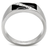TK414701 - High polished (no plating) Stainless Steel Ring with Top Grade Crystal  in Clear - Alamode
