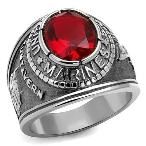 TK414703 - High polished (no plating) Stainless Steel Ring with Synthetic Synthetic Glass in Siam - Alamode