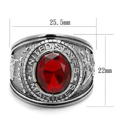 TK414703 - High polished (no plating) Stainless Steel Ring with Synthetic Synthetic Glass in Siam - Alamode - Flyclothing LLC