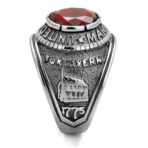 TK414703 - High polished (no plating) Stainless Steel Ring with Synthetic Synthetic Glass in Siam - Alamode - Flyclothing LLC