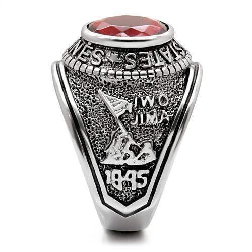 TK414703 - High polished (no plating) Stainless Steel Ring with Synthetic Synthetic Glass in Siam - Alamode - Flyclothing LLC