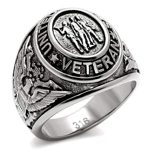 TK414704 - High polished (no plating) Stainless Steel Ring with Epoxy in Jet - Alamode - Flyclothing LLC