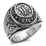 TK414704 - High polished (no plating) Stainless Steel Ring with Epoxy in Jet - Alamode - Flyclothing LLC