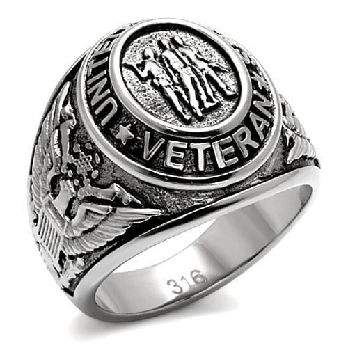 TK414704 - High polished (no plating) Stainless Steel Ring with Epoxy  in Jet