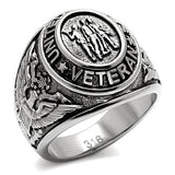 TK414704 - High polished (no plating) Stainless Steel Ring with Epoxy  in Jet