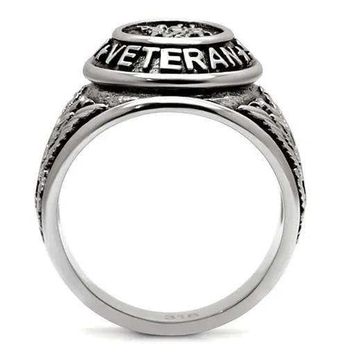 TK414704 - High polished (no plating) Stainless Steel Ring with Epoxy in Jet - Alamode - Flyclothing LLC