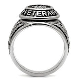 TK414704 - High polished (no plating) Stainless Steel Ring with Epoxy  in Jet - Alamode