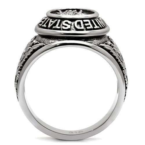 TK414704 - High polished (no plating) Stainless Steel Ring with Epoxy in Jet - Alamode - Flyclothing LLC