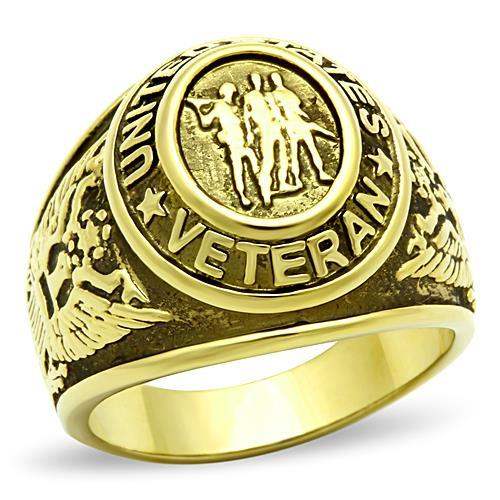 TK414704G - IP Gold(Ion Plating) Stainless Steel Ring with Epoxy in Jet - Alamode - Flyclothing LLC