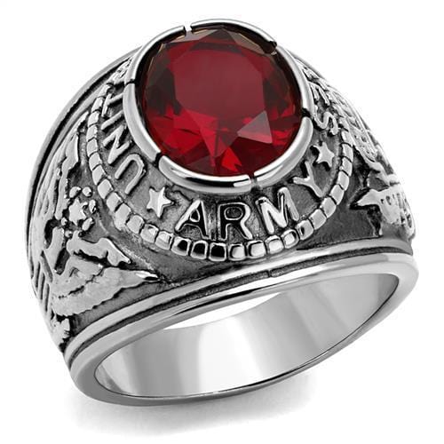 TK414706 - High-Polished Stainless Steel Ring with Synthetic Synthetic Glass in Siam - Alamode