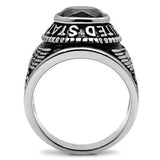 TK414707 - High polished (no plating) Stainless Steel Ring with Synthetic Synthetic Glass in Sapphire - Alamode - Flyclothing LLC