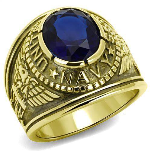 TK414707G - IP Gold(Ion Plating) Stainless Steel Ring with Synthetic Synthetic Glass in Montana - Alamode - Flyclothing LLC