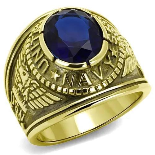 TK414707G - IP Gold(Ion Plating) Stainless Steel Ring with Synthetic Synthetic Glass in Montana - Alamode